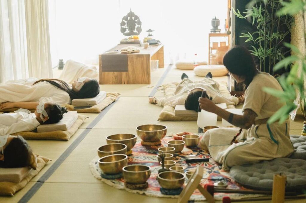 Singing bowl healing session at Maya Singing Bowl Nepal