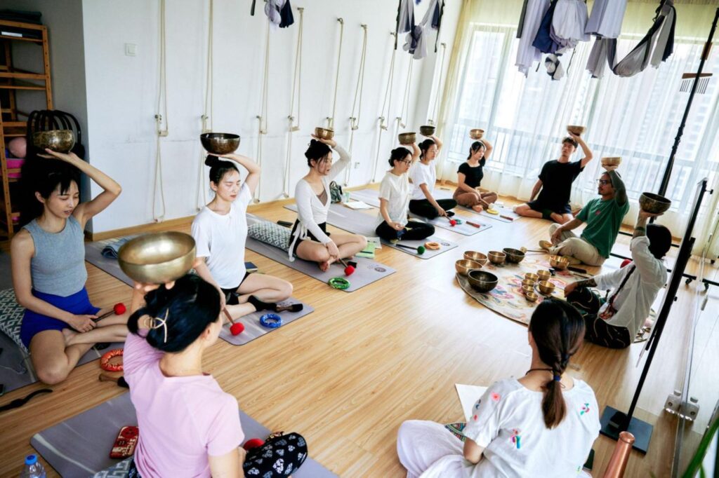Personal sound healing session in Pokhara at Maya Singing Bowl